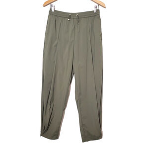 Herno Womens 42 Satin Pants Joggers Olive Green Made In Italy Lightweight